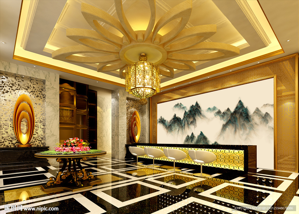 抽象装饰画 新中式背景墙