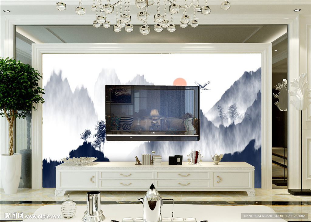 水墨山水 抽象装饰画 新中式背