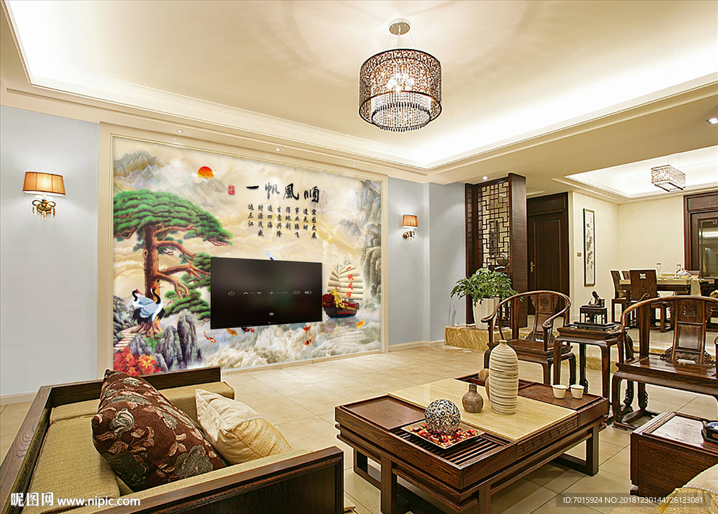 一帆风顺 迎客松 海边风景