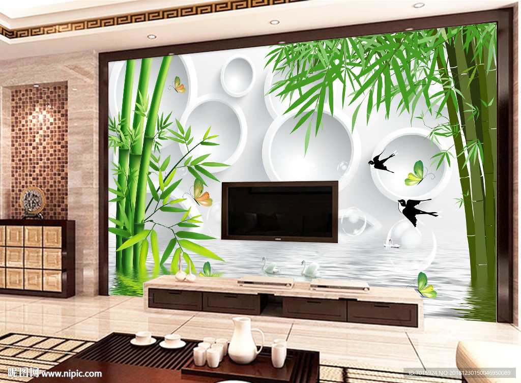 中国风 风景画 3D立体 背景