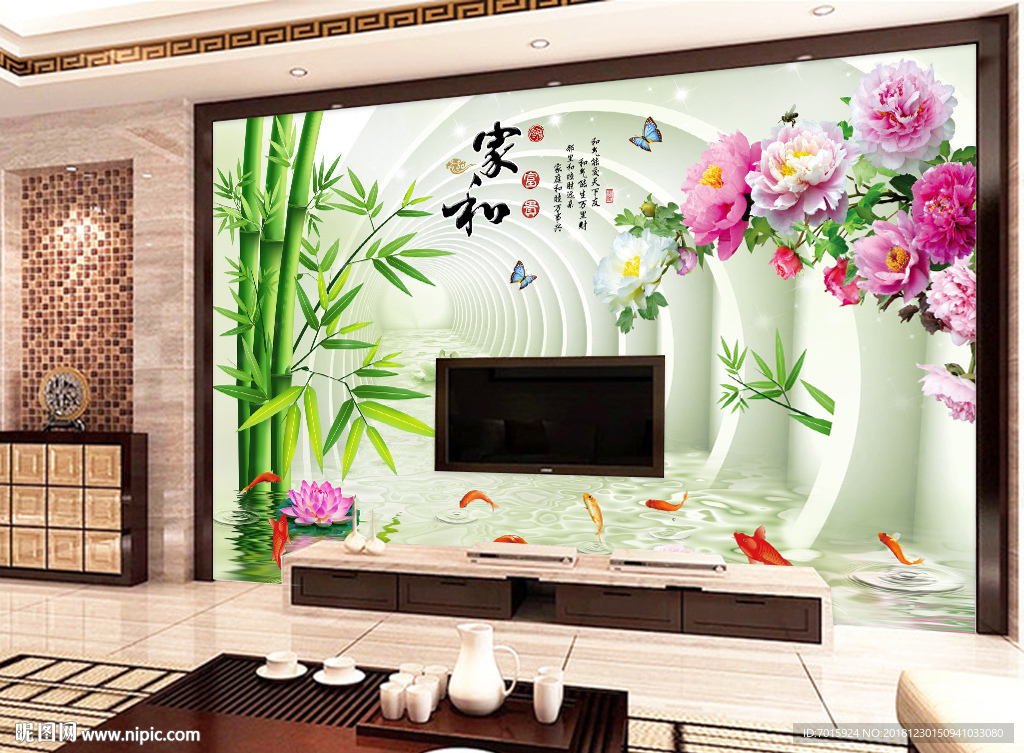 无框画 山水画 客厅挂画 背景