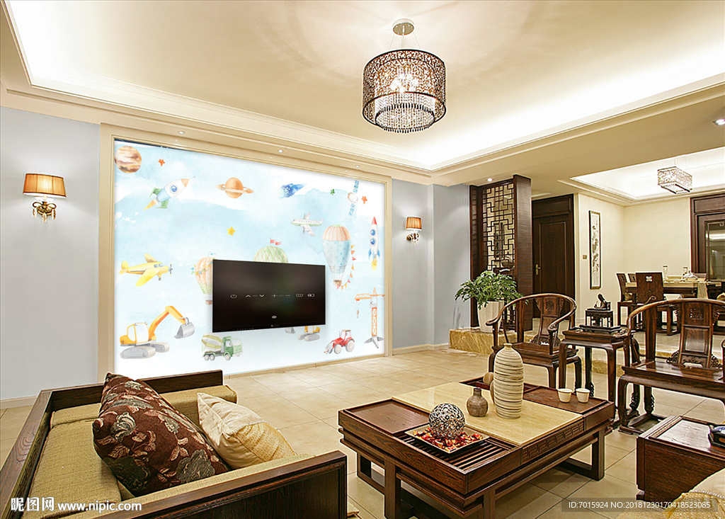 手绘背景墙 手绘卡通 卡通背景