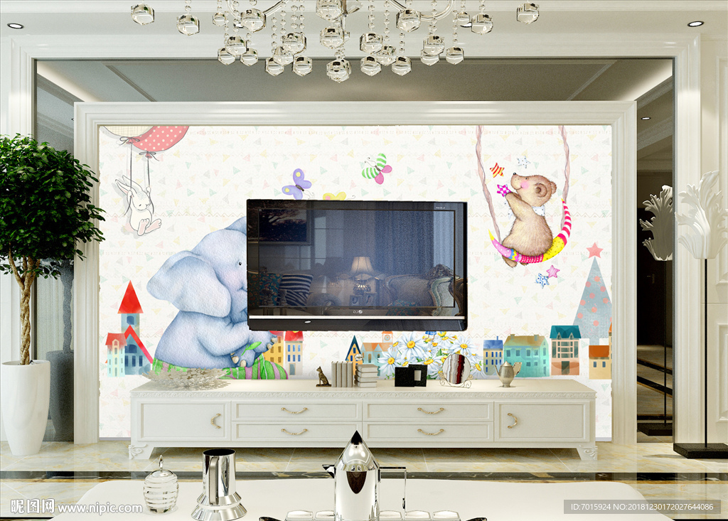 卡通背景墙 壁画壁纸 动物背景