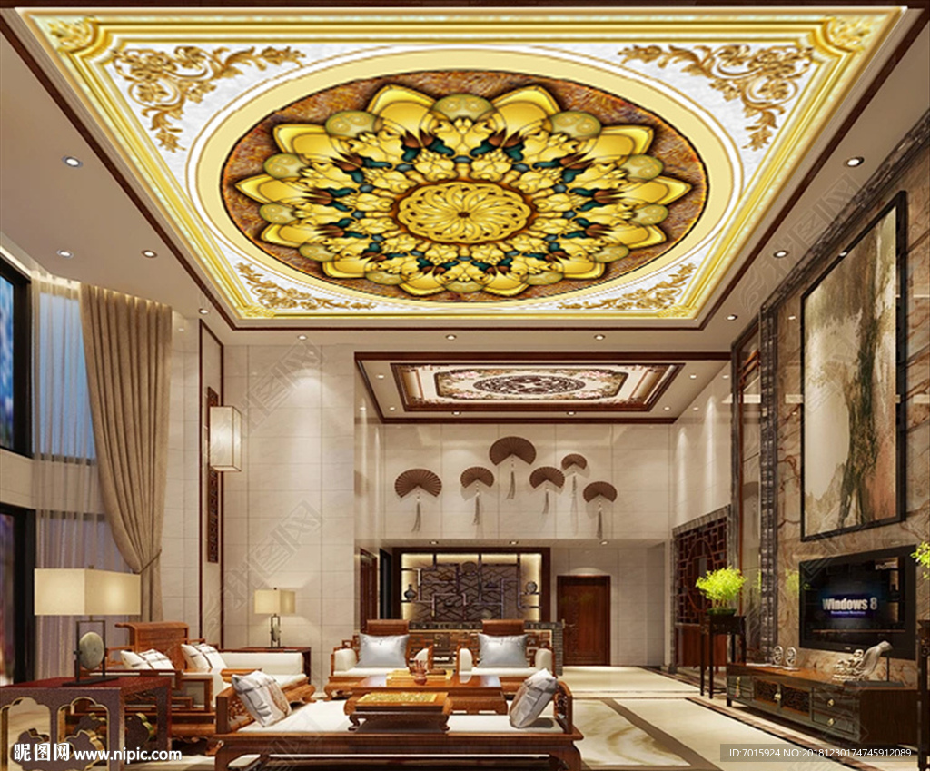 欧式花纹风格吊顶欧式地板画