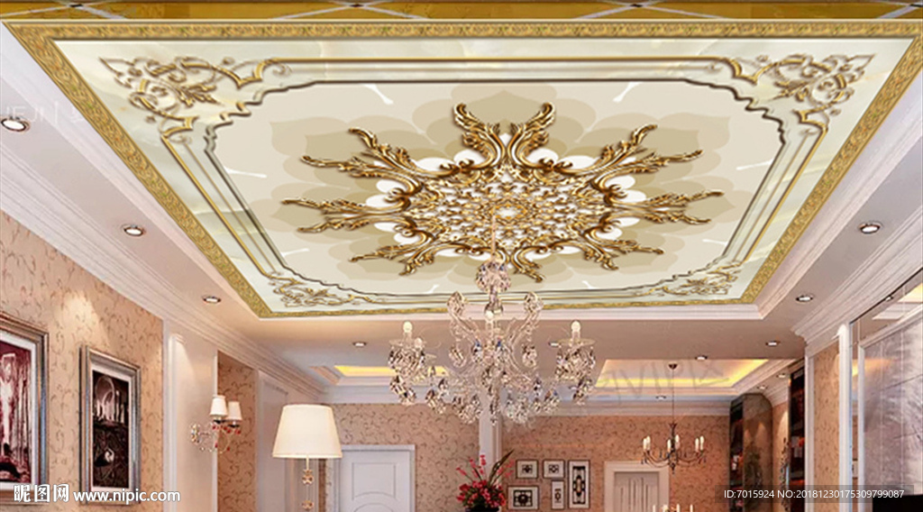 古典天花吊顶壁画背景墙