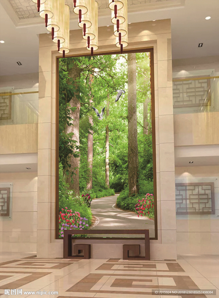 竖版简约现代 油画 客厅背景