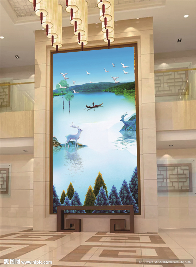 竖幅玄关 高清装饰画 水墨画