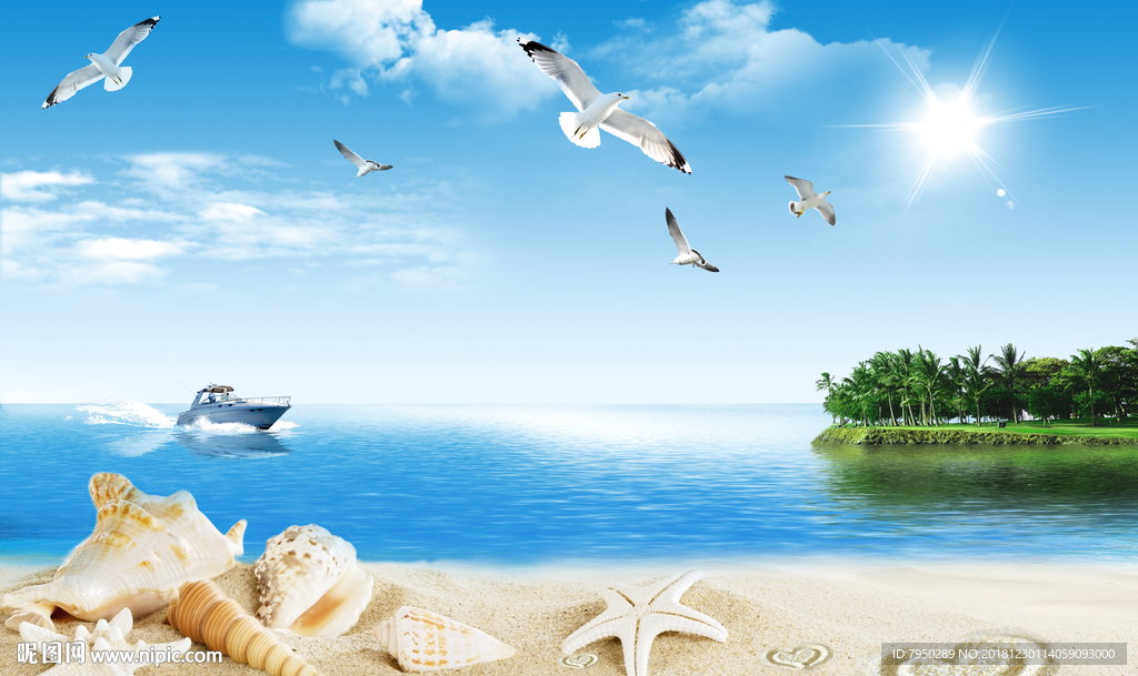 海边风景背景墙