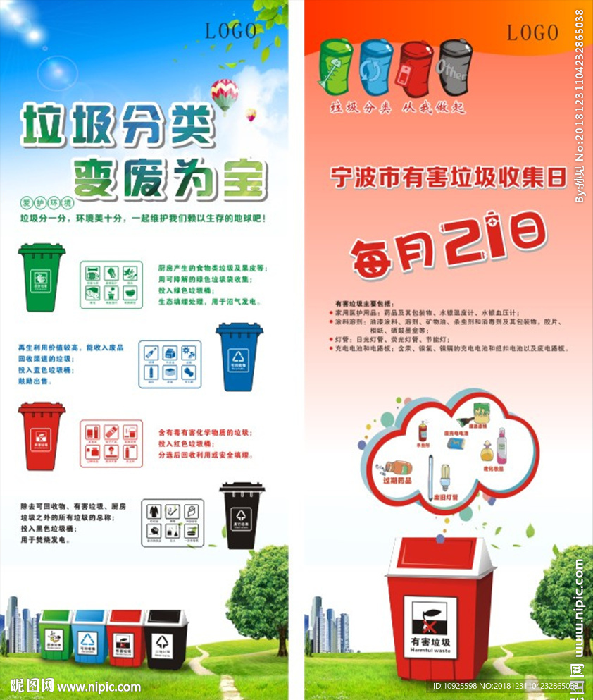 有害垃圾分类宣传易拉宝