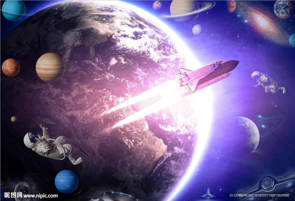 星球与宇宙外太空吊顶背景墙壁画