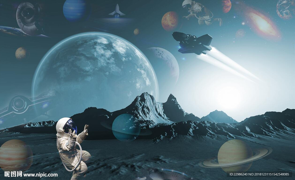 星球与宇宙外太空吊顶背景墙壁画