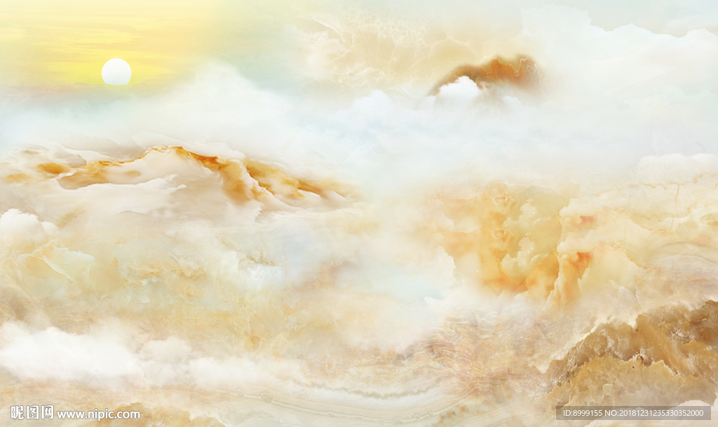 日出壮观大理石背景墙