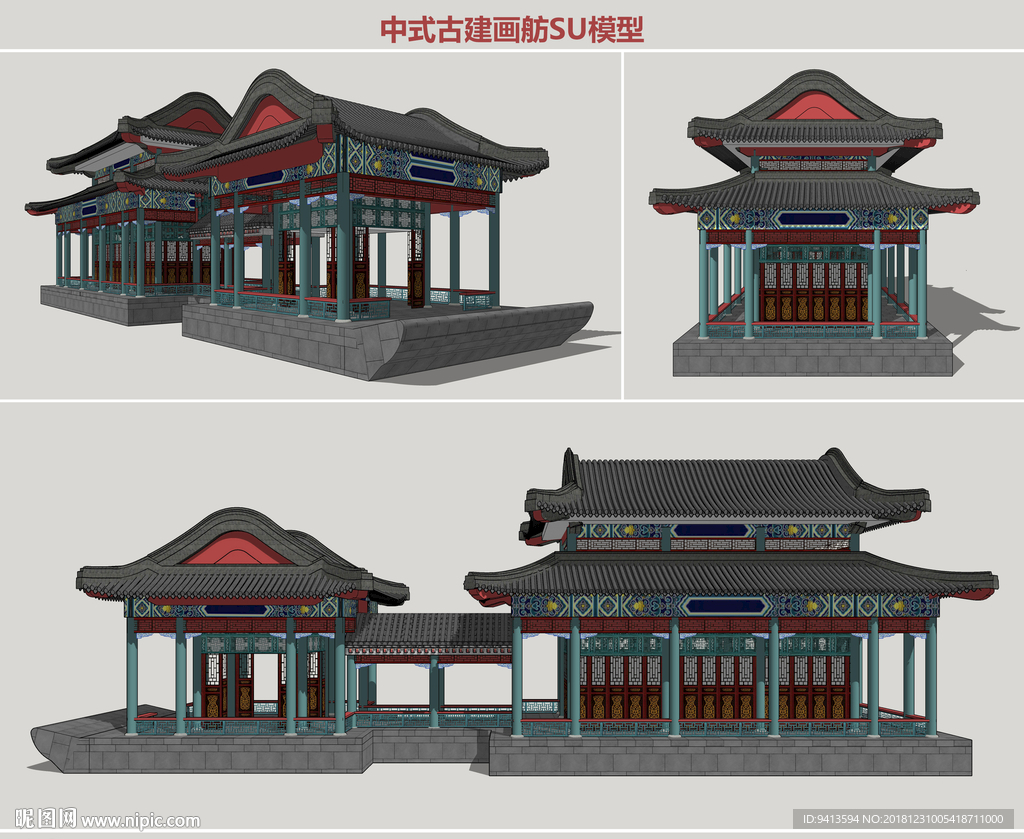 中式古建画舫