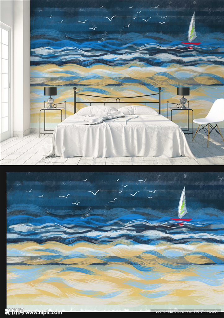 抽象大海油画背景墙