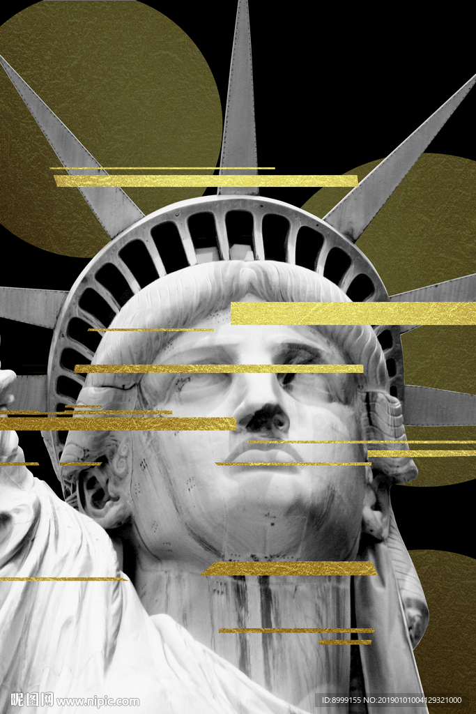 金色抽象几何线条北欧雕塑装饰画