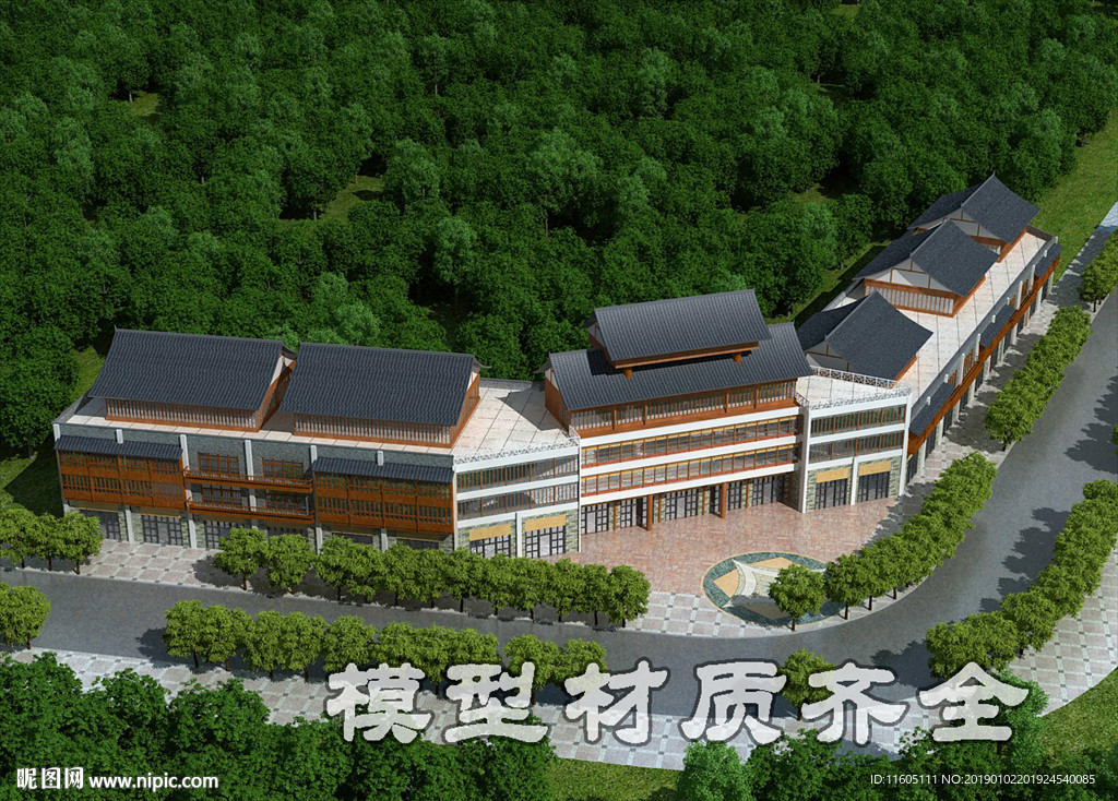 中式商铺模型