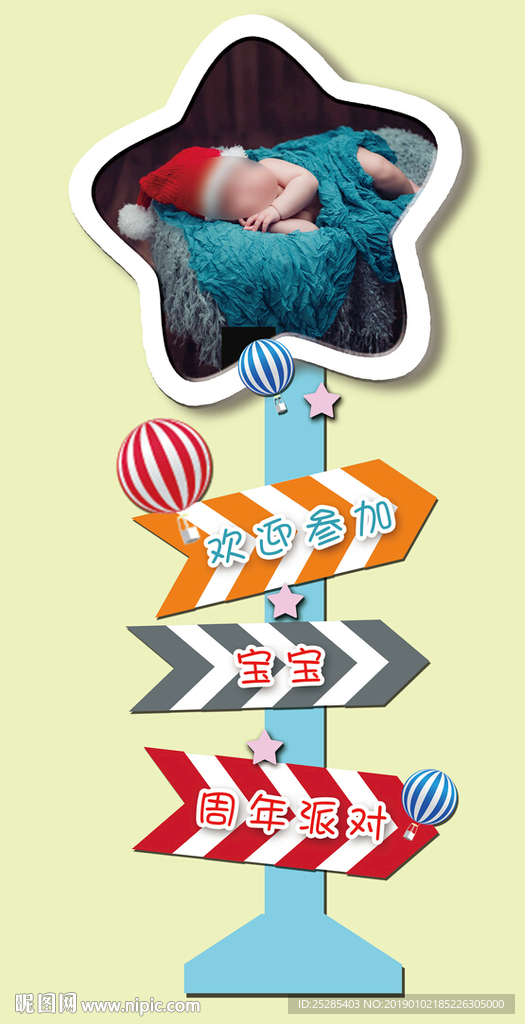 宝宝生日派对立牌海报展板