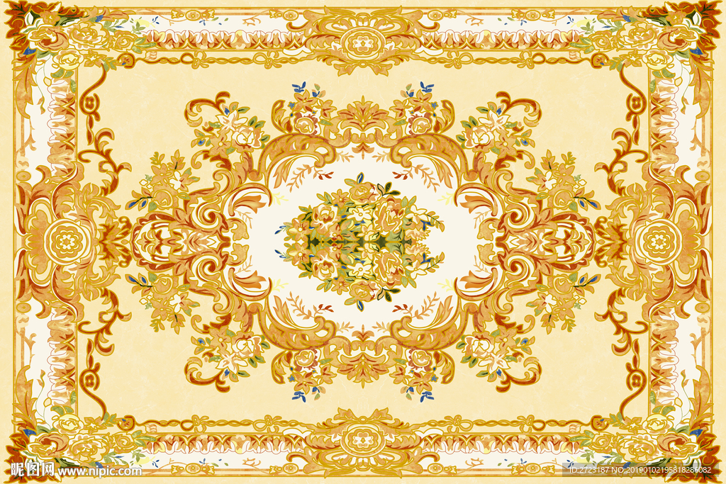 金色贵族天花吊顶壁画背景墙