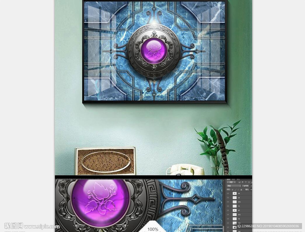 欧式奢华宝石金属抽象装饰画