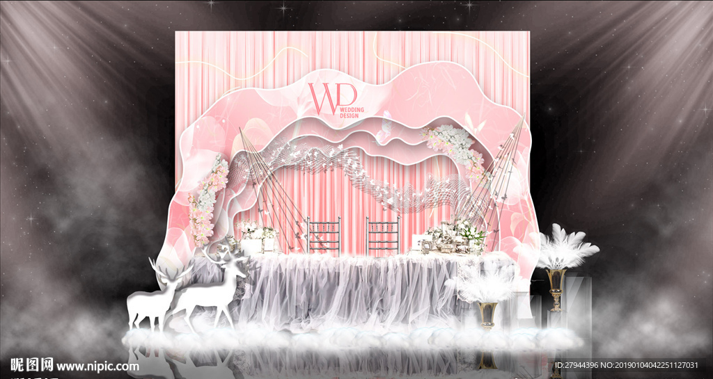 裸粉色婚礼签到区