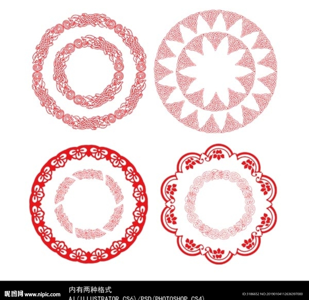圆形古典花纹