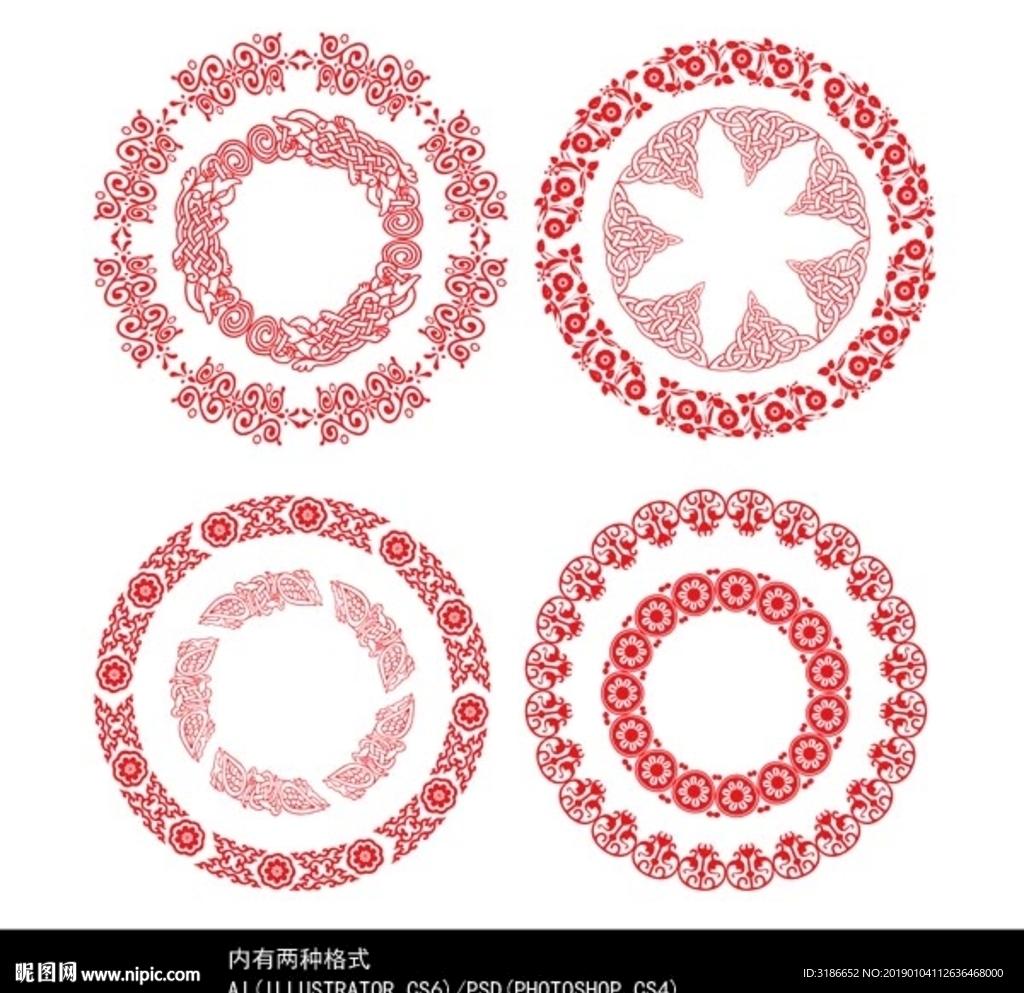 圆形古典花纹