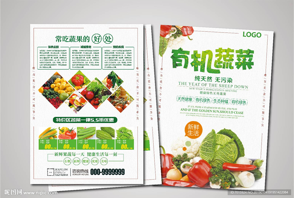 新鲜有机蔬菜 宣传彩页