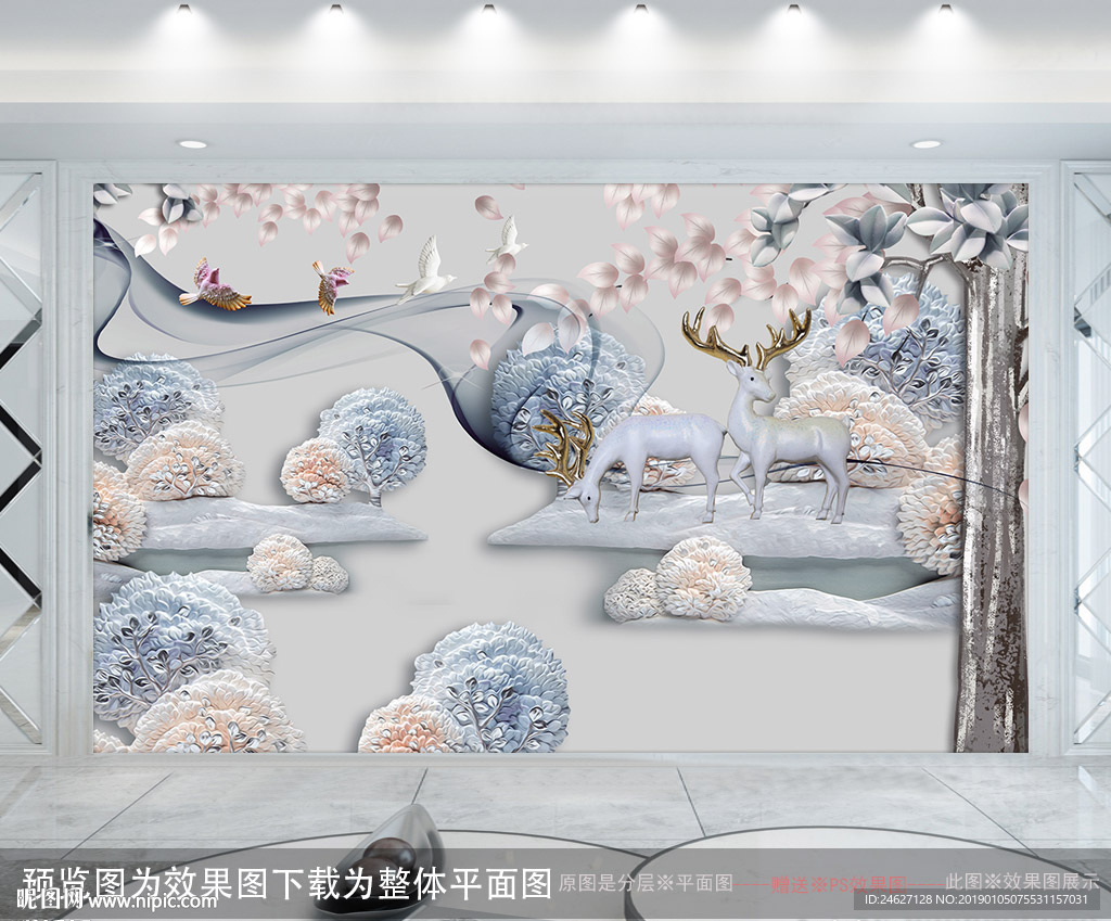 麋鹿背景墙