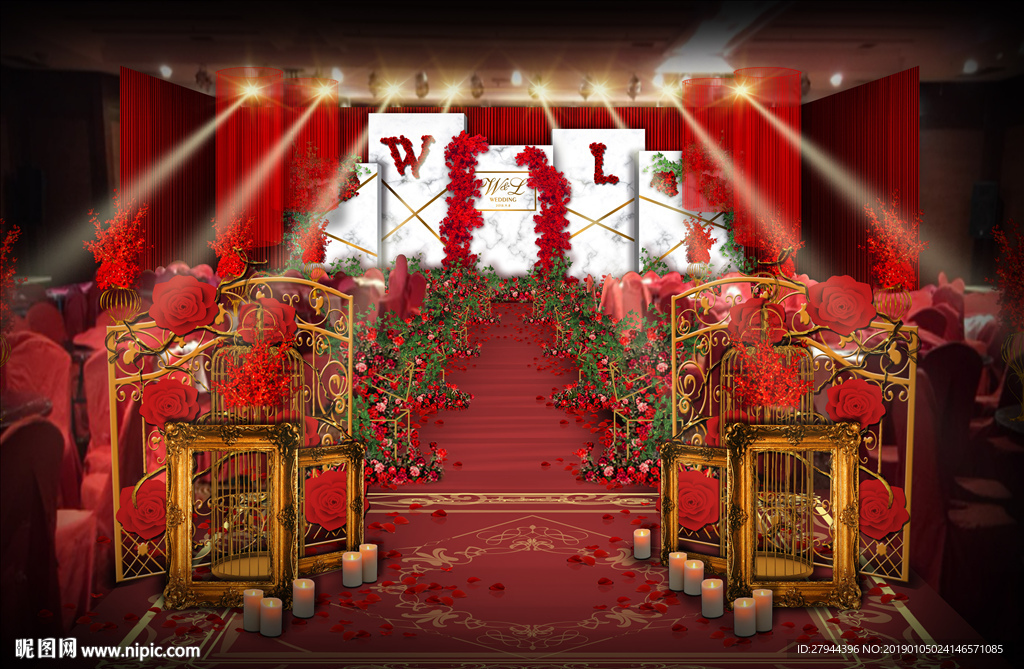 欧式红色婚礼仪式区