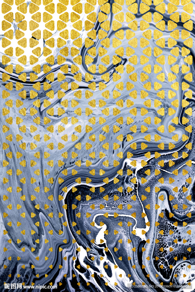 现代几何轻奢金箔装饰画