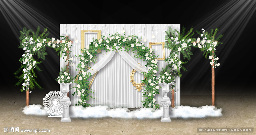 白色森系婚礼迎宾区