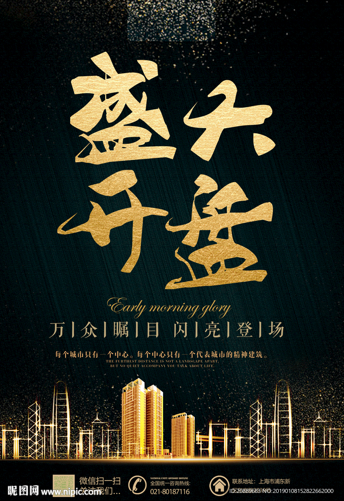 新房发售 房地产广告 金色 黑