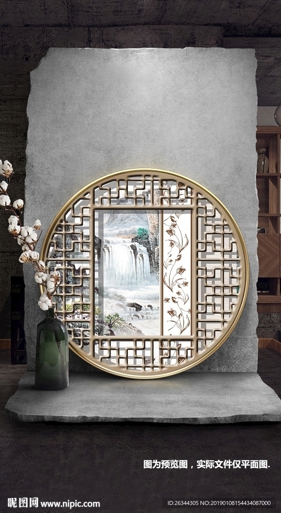 古典新中式奢华复古圆形装饰画