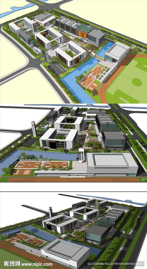 校园规划草图SU模型含CAD图