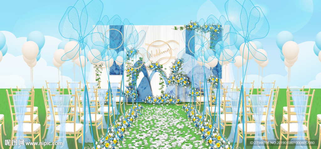 蓝白色大理石仪式区