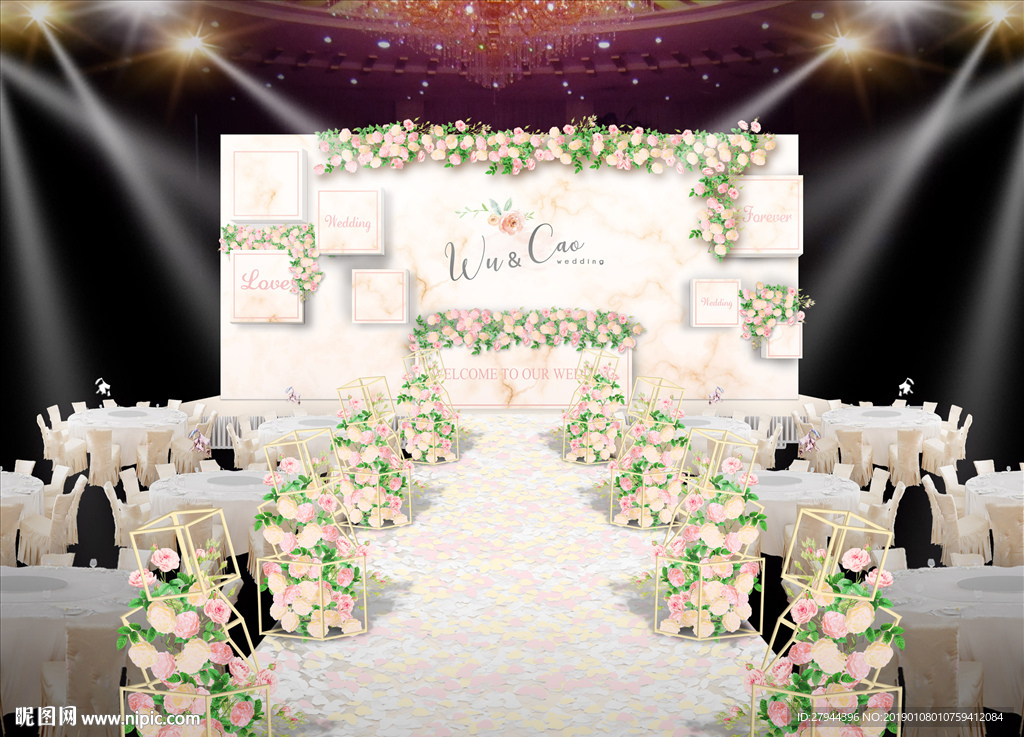 粉色大理石主题婚礼仪式区