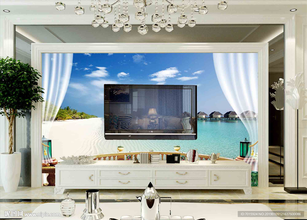 风景 大海背景 壁画 背景墙