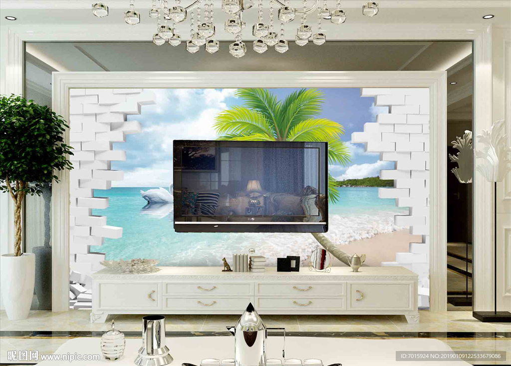 风景 大海背景 壁画 背景墙