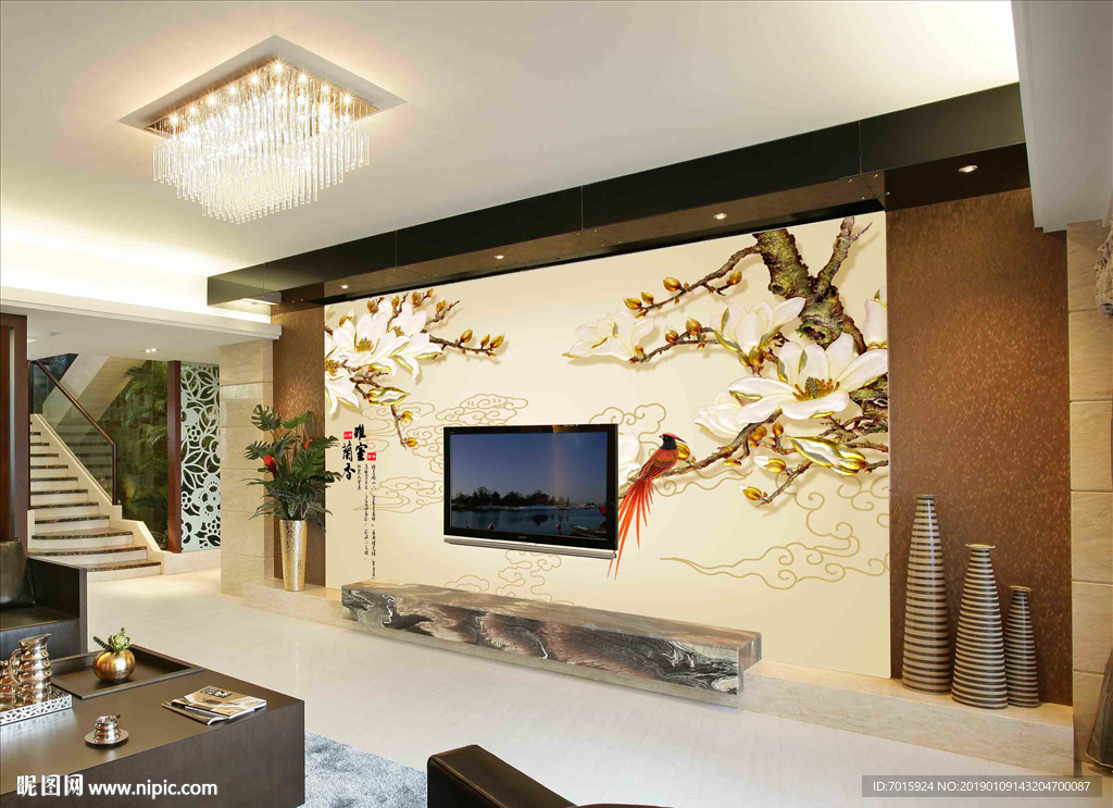 壁画 装饰画 花卉 花鸟 诗意