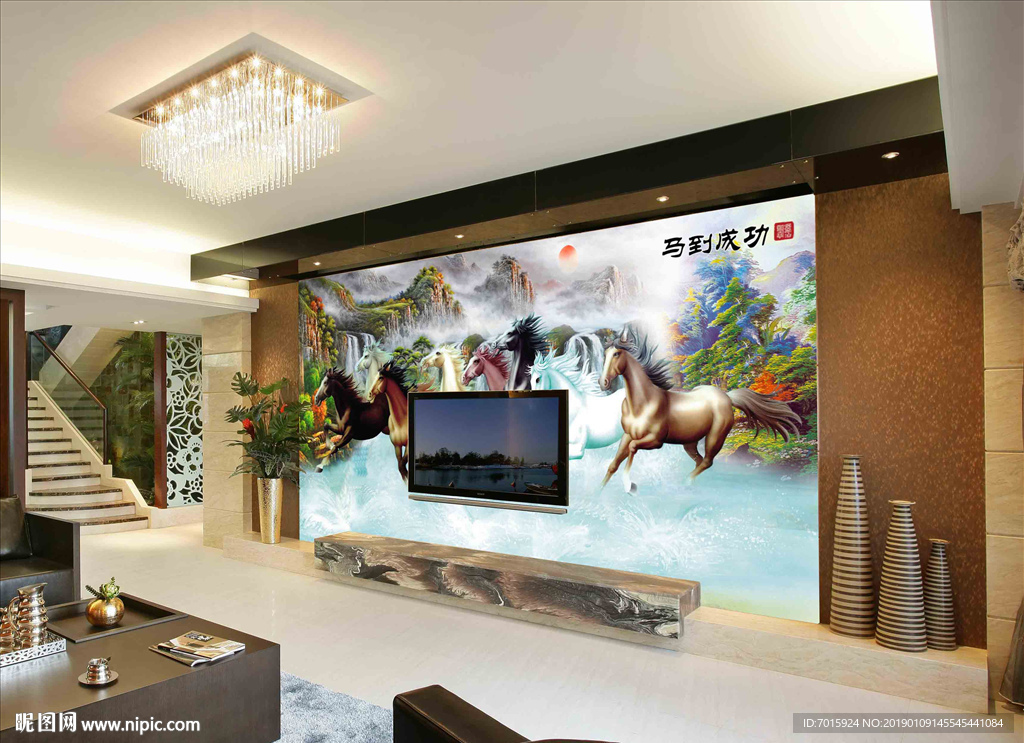 电视背景 背景山水 骏马