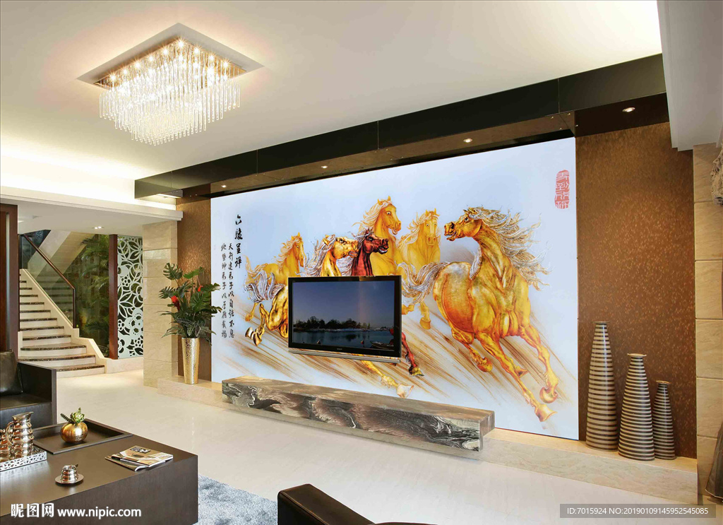 电视背景 背景山水 骏马