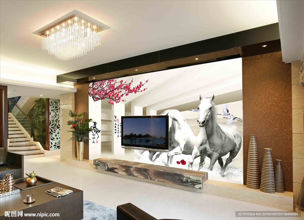 电视背景 背景山水 骏马