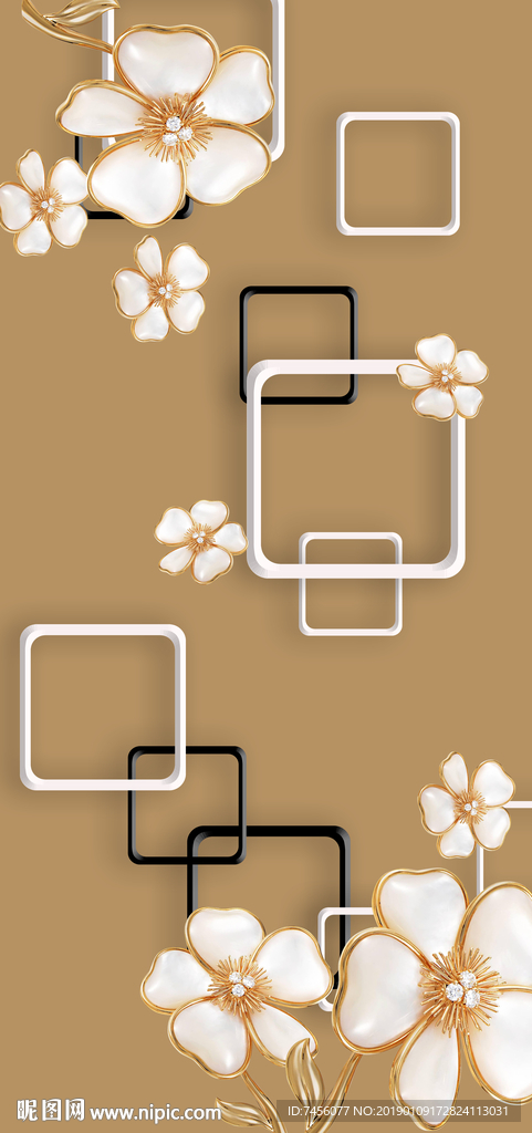 唯美花卉花瓣立体框框玄关挂画