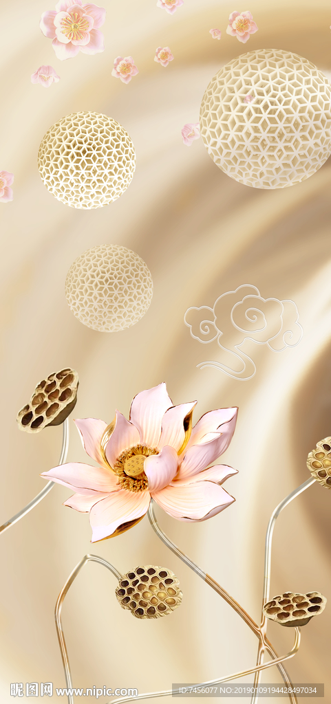 莲花高清中式玄关过道背景墙