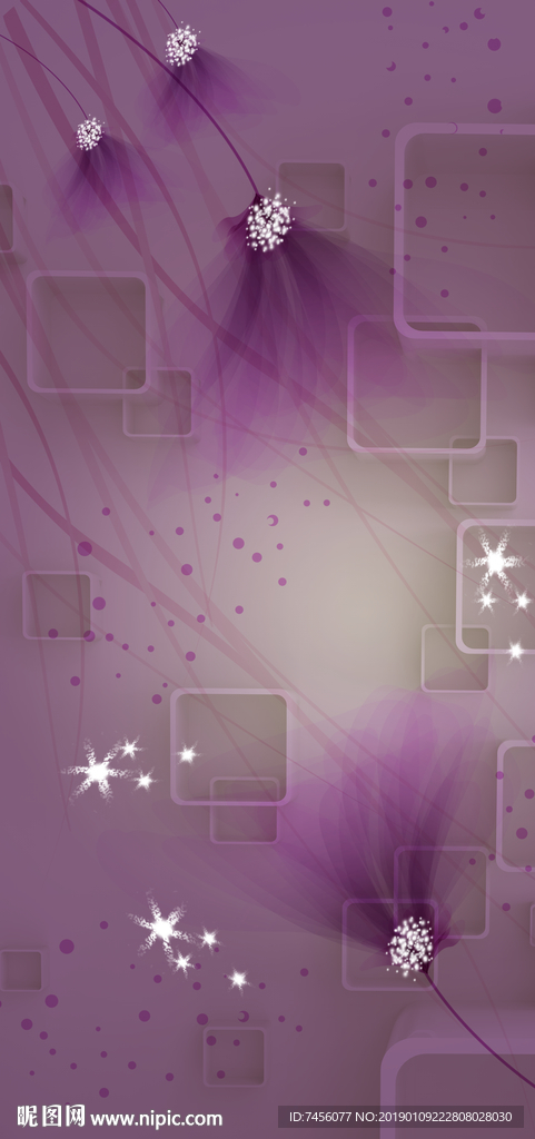 唯美紫色花卉立体玄关过道