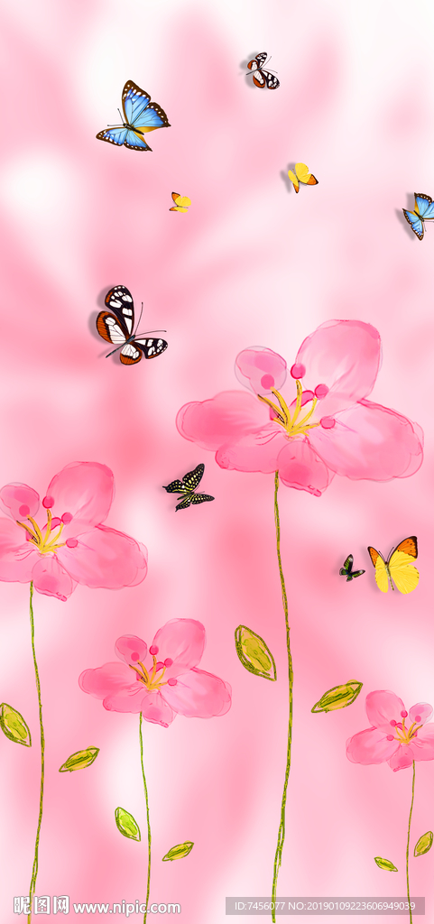 蝶恋花唯美花卉玄关过道