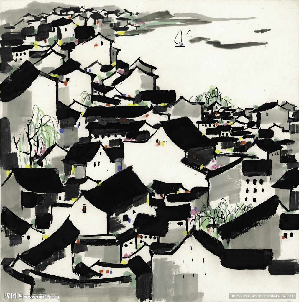 新中式水墨江南壁画