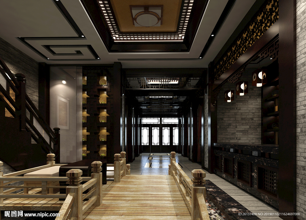 茶楼  一层  大厅  家具