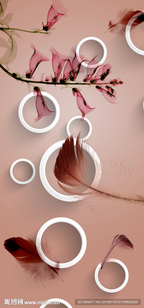 透明花卉花枝立体圈圈玄关过道