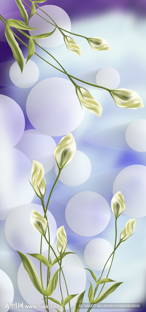 唯美兰花高清石子立体玄关装饰画